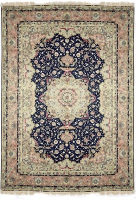 Lot 1213 - A very fine wool and part silk Tabriz carpet, North West Persia.