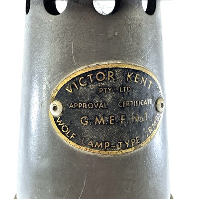 Lot 145 - A Victor Kent Wolf safety miner's lamp, height...