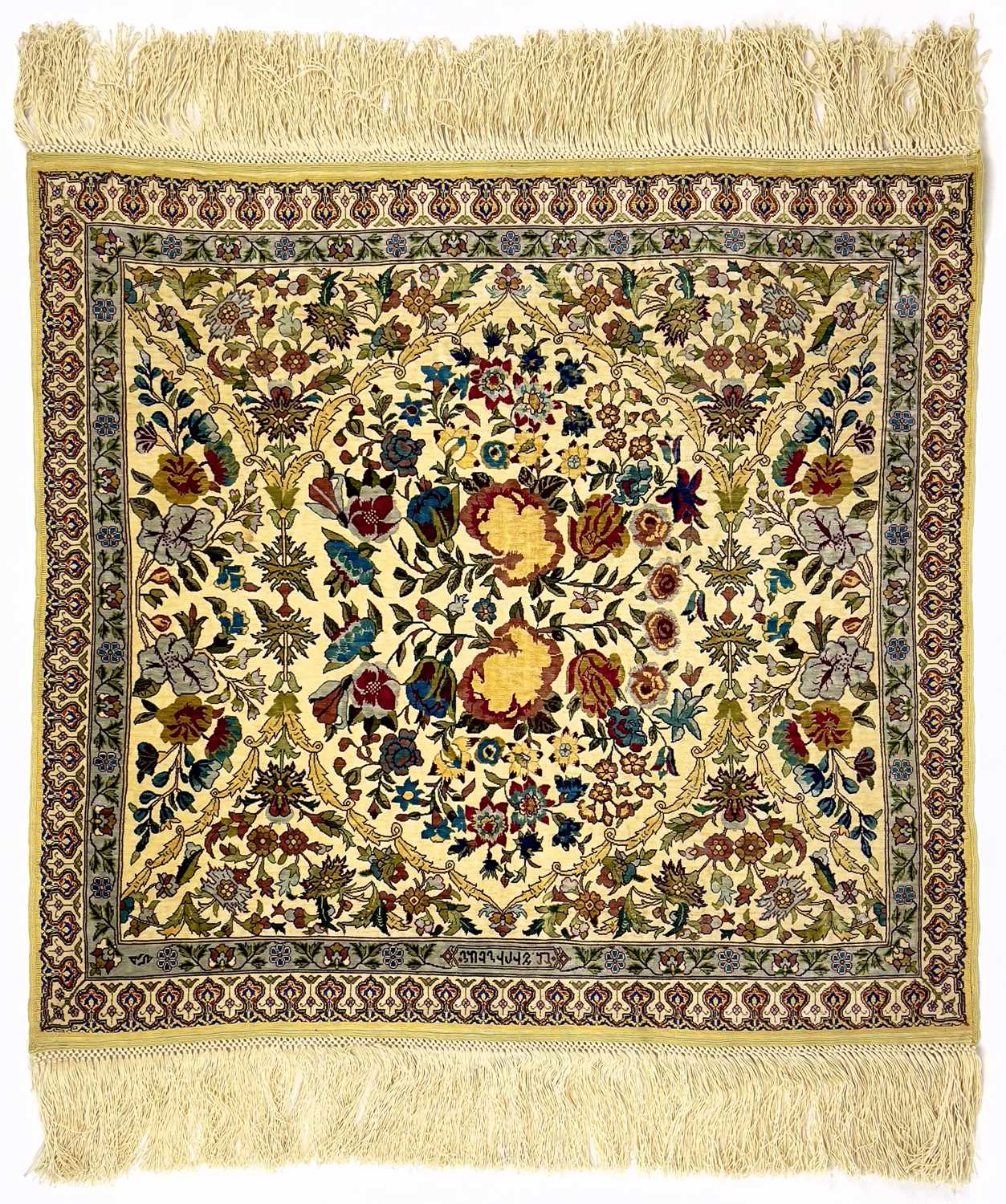 Lot 1209 An exceptionally fine Hereke silk rug.