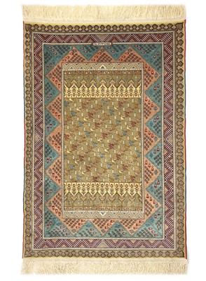 Lot 1208 - An exceptionally fine and rare Hereke silk rug.