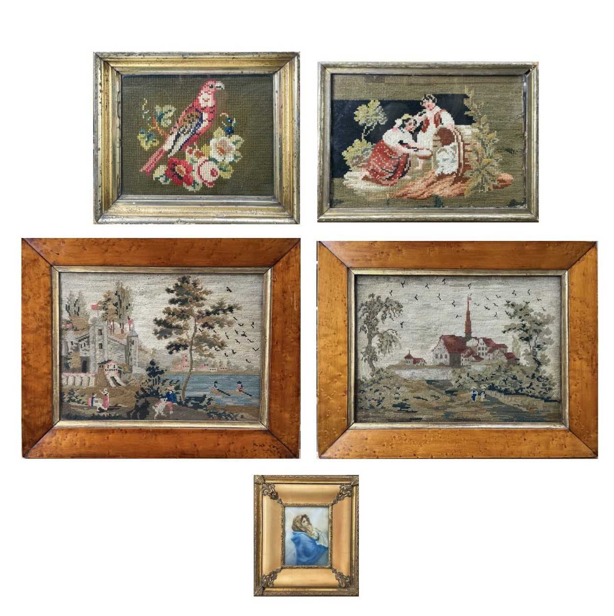 Lot 1614 - Two Victorian Berlin woolwork pictures, each...