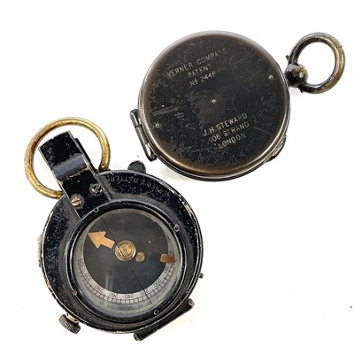 Lot 92 - A WWI brass lacquered marching compass with...