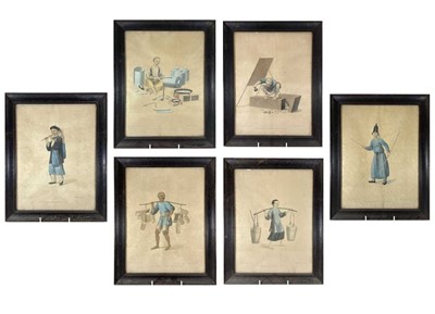 Lot 429 - A set of six prints relating to various Chinese scenes including workers.