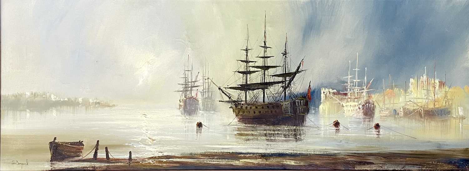 Lot 227 - John BAMPFIELD (1947) Shipping Oil on canvas...