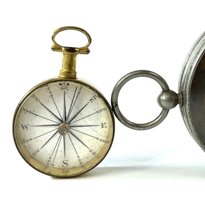 Lot 95 - A 19th century brass compass with an enamel...