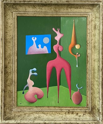 Lot 648 - Desmond MORRIS (1928) Green Room Oil on board...