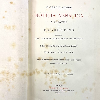 Lot 312 - HUNTING Interest. 'Notitia Venatica: A...