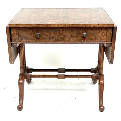 Lot 1882 - A walnut sofa table, 20th century, with...