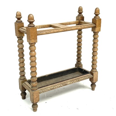 Lot 1884 - A late Victorian oak stick stand, with bobbin...