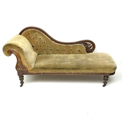 Lot 1889 - A late Victorian mahogany framed chaise longue,...