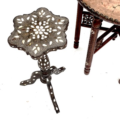 Lot 1892 - A Middle Eastern circular copper top table,...