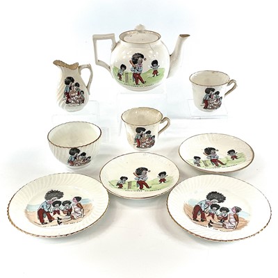 Lot 885 - An English porcelain tea set decorated with...