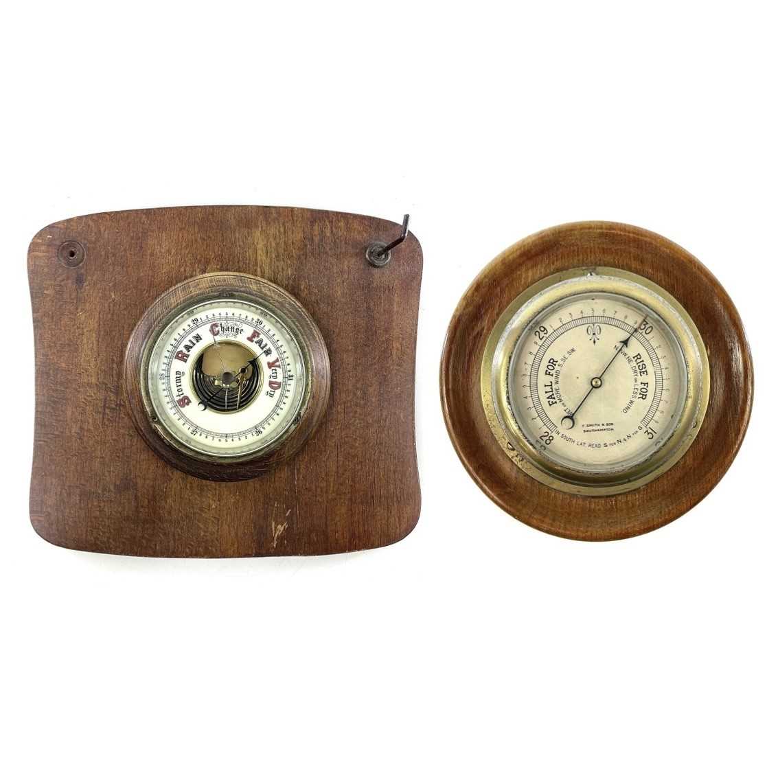 Lot 1714 - A brass marine aneroid barometer, the silvered...