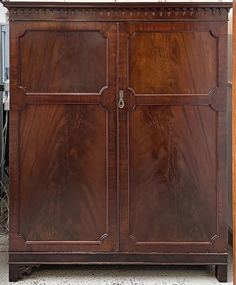 Lot 1905 - A 19th century mahogany wardrobe, with arcaded...