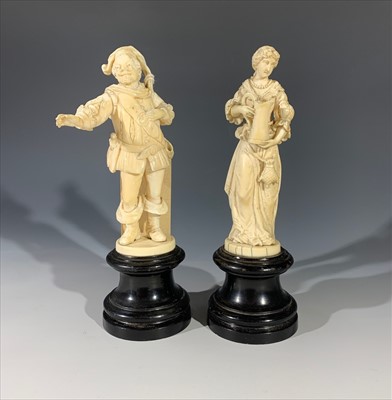 Lot 166 - Two Dieppe ivory figures 'Hebe' and 'Sir John...