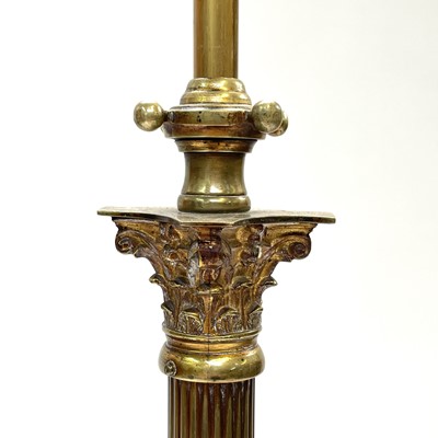 Lot 17 - A brass telescopic standard lamp, circa 1900