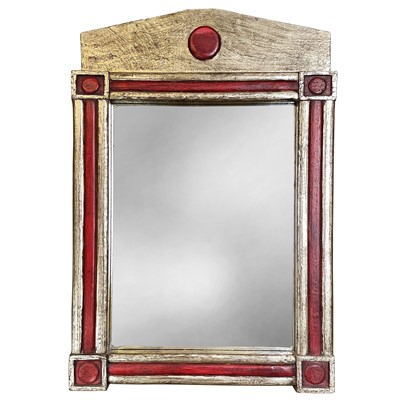 Lot 1907 - A silvered and painted wall mirror, of...