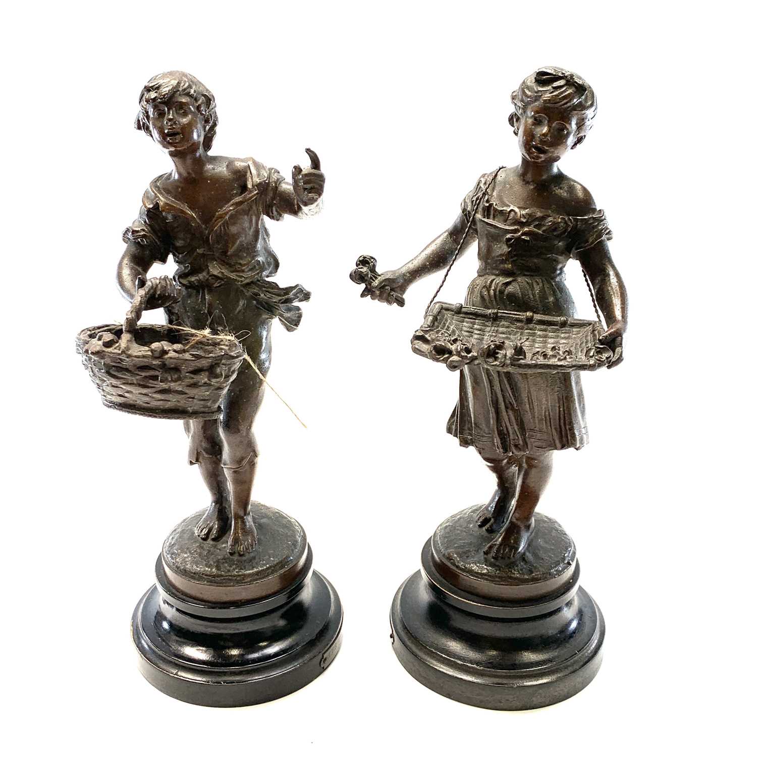 Lot 269 - A pair of French spelter figures of children...