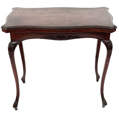 Lot 1889 - An Edwardian walnut fold top card table, with...