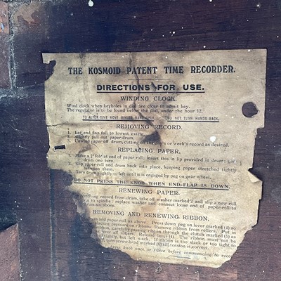Lot 1715 - A Kosmoid patent time recorder, the silvered...