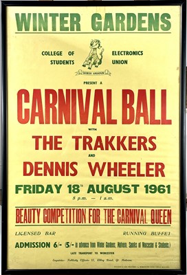 Lot 63 - An early concert poster featuring 'The Trakkers' and 'Dennis Wheeler'.