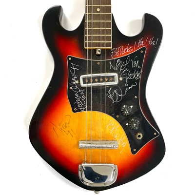 Lot 325 - A SIGNED 'SAXON' GUITAR, with the original concert poster.