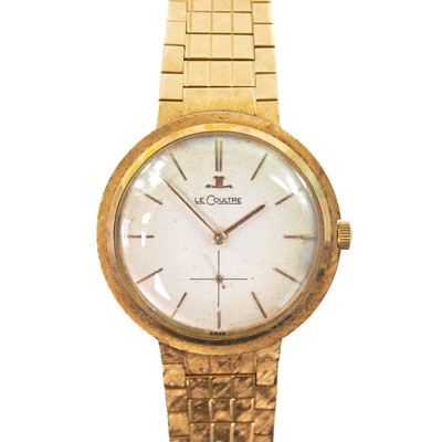 Lot 306 - A Le Coultre 14k gold gentleman's manual wind bracelet wristwatch.