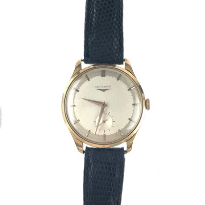 Lot 339 - A Longines 18ct gold manual wind gentleman's wristwatch.