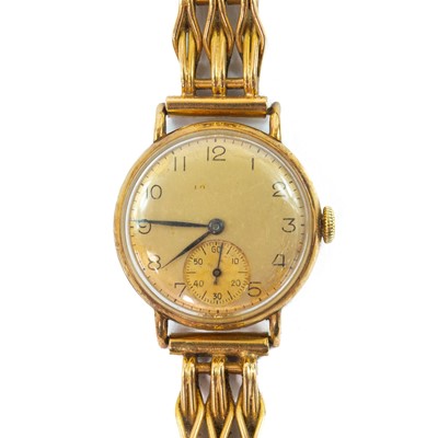 Lot 324 - A Longines 14ct manual wind wristwatch on an 18ct bracelet.