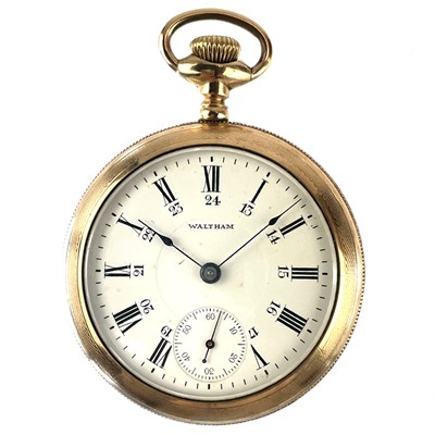 Lot 358 - A Waltham rose gold plated crown wind pocket watch.