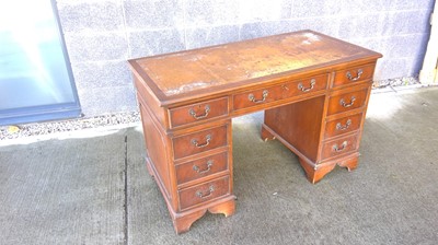 Lot 54 - 20th Century Mahogany Pedestal desk with Eight...