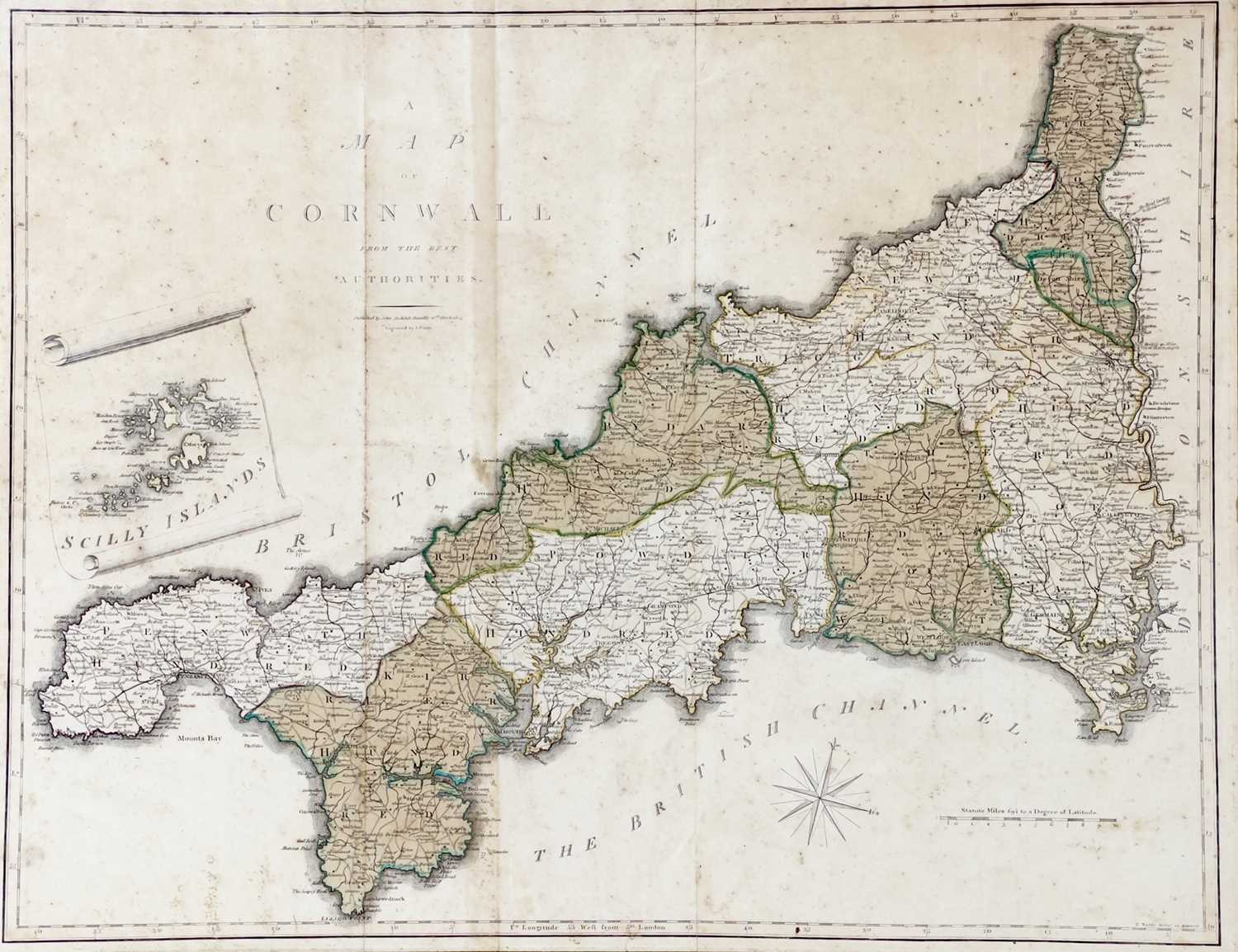 Kelly Rounds Map Cornwall Lot 534 - J. CARY. 'A Map of Cornwall from the Best