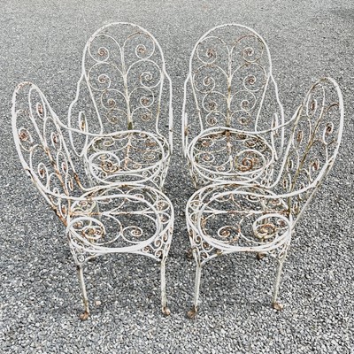 Lot 604 - A set of four wrought iron Victorian...