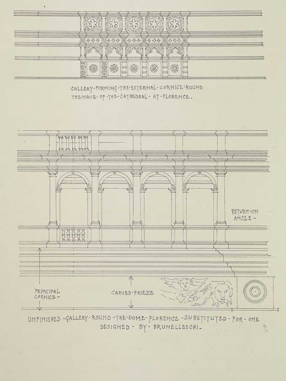 Lot 553 - Two sheets of graphite architectural drawings...