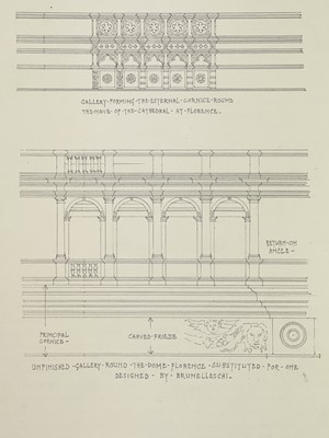 Lot 553 - Two sheets of graphite architectural drawings...