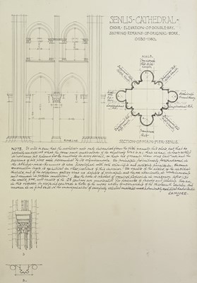 Lot 553 - Two sheets of graphite architectural drawings...