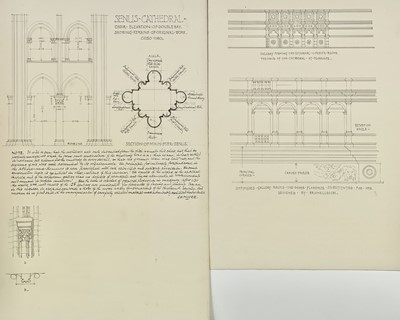 Lot 553 - Two sheets of graphite architectural drawings...