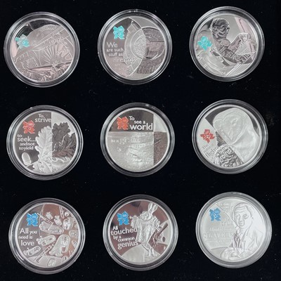 Lot 39 - Royal Mint Great Britain 2012 Silver £5 Olympics " A Celebration of Britain" proof cased set of 18.