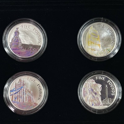 Lot 41 - Royal Mint Great Britain "2014 Portrait of Britain" cased 4x £5 Silver proof coin set.