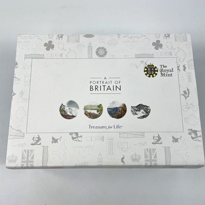 Lot 42 - Royal Mint Great Britain "2016 Portrait of Britain" cased 4x £5 Silver proof coin set.