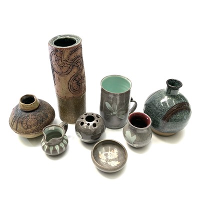 Lot 916 - Bernard Rooke, A cylindrical studio pottery...