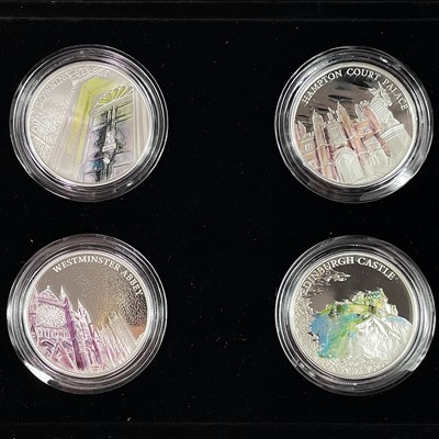 Lot 43 - Royal Mint Great Britain "2017 Portrait of Britain" cased 4x £5 Silver proof coin set.