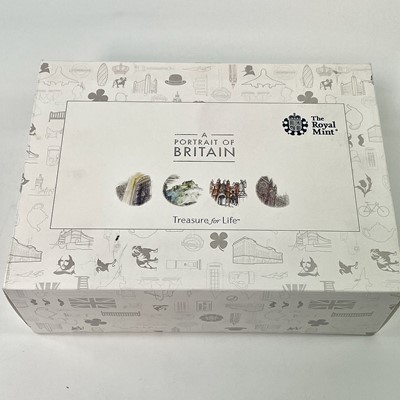 Lot 43 - Royal Mint Great Britain "2017 Portrait of Britain" cased 4x £5 Silver proof coin set.