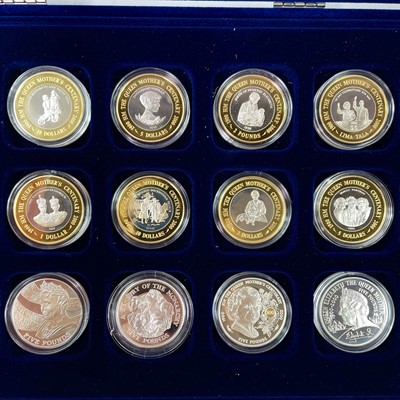 Lot 38 - Royal Mint Queen Mother Centenary Collection £5 Silver proof coins (x12).