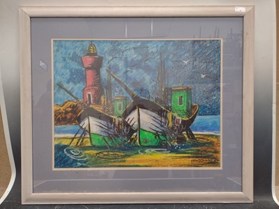 Lot 1 - Robert LENDUAY (1934) Boat and Lighthouse -...