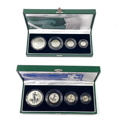 Lot 55 - 2001 & 2003 Royal Mint Great Britain cased silver proof Britannia Collection of 4 coins (x2)
