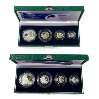 Lot 56 - 2005 & 2007 Royal Mint Great Britain cased Silver proof Britannia collection of 4 coins (x2).