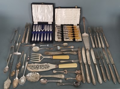 Lot 42 - A quantity of mostly plated cutlery.