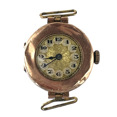 Lot 315 - A 1920's 9ct rose gold cased ladies manual wind wristwatch.