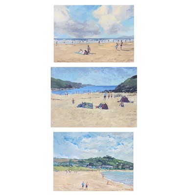 Lot 221 - Bryant CORTIS Three beach scenes Oil on canvas...